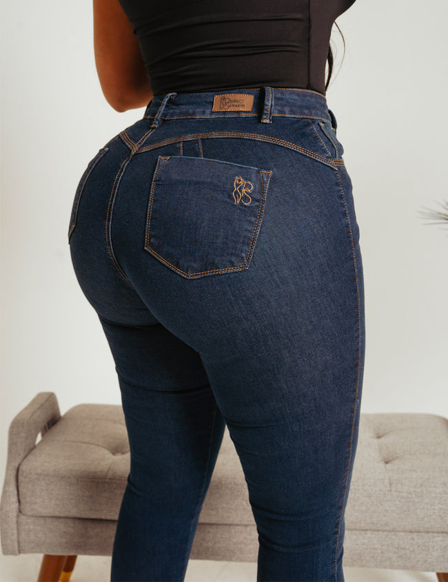 Jeans Corte Colombiano Ajustados De Cintura Alta - Taonni Jeans